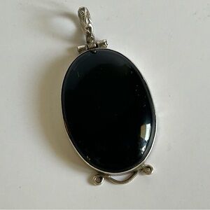 Vintage 925 Sterling Silver Black Onyx Pendant